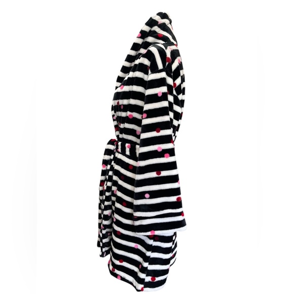 Kate Spade NY Polka Dot Striped Fleece Robe Size M - Picture 3 of 12